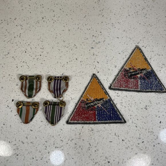 Vintage WWII Army HQ Headquarters Armored Division Patch & Military Bar Ribbons‎ - Picture 6 of 9